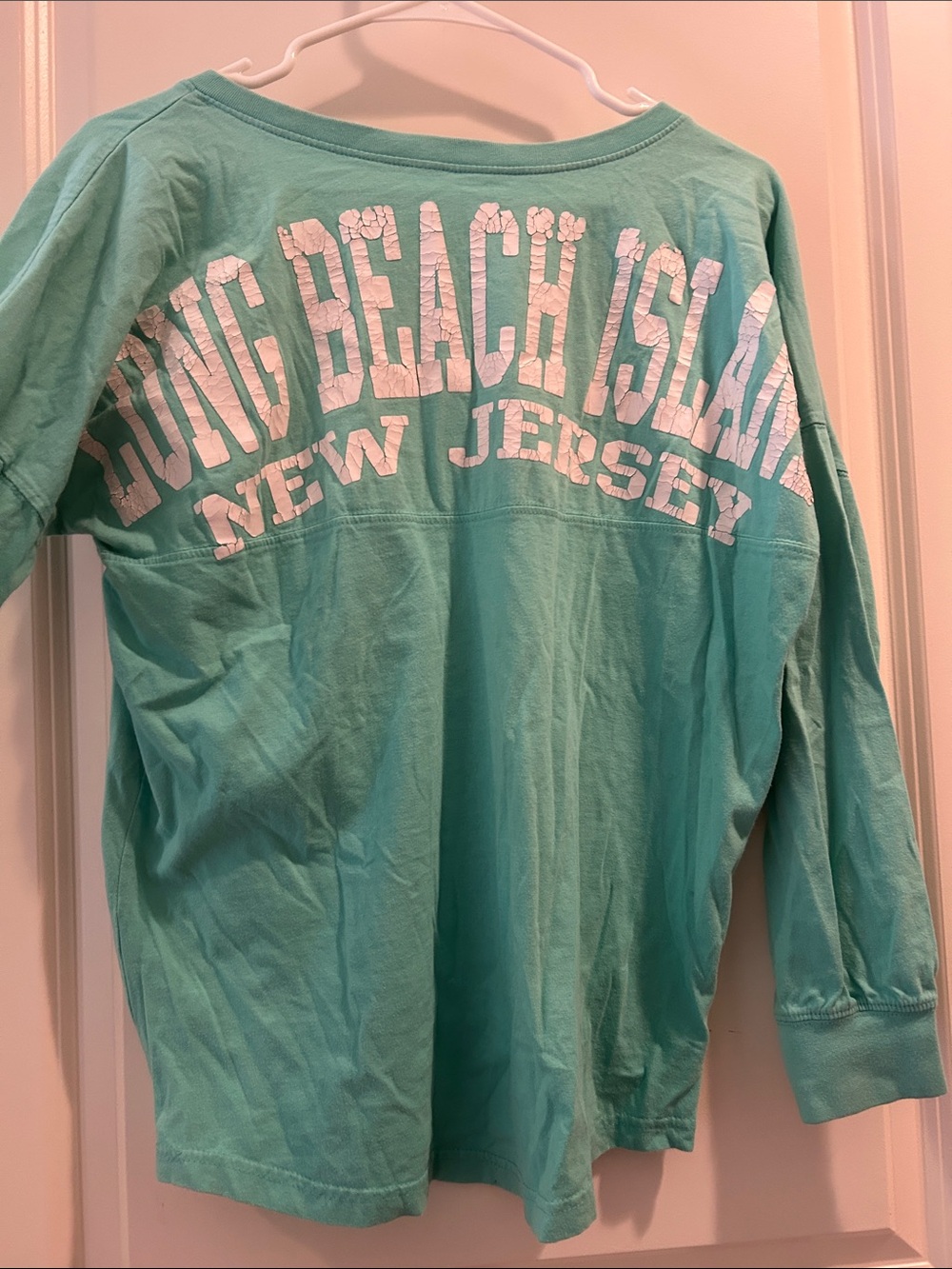 Exist graphic Long Beach Island New Jersey Teal V‑Neck Long Sleeve Tee T-Shirt M